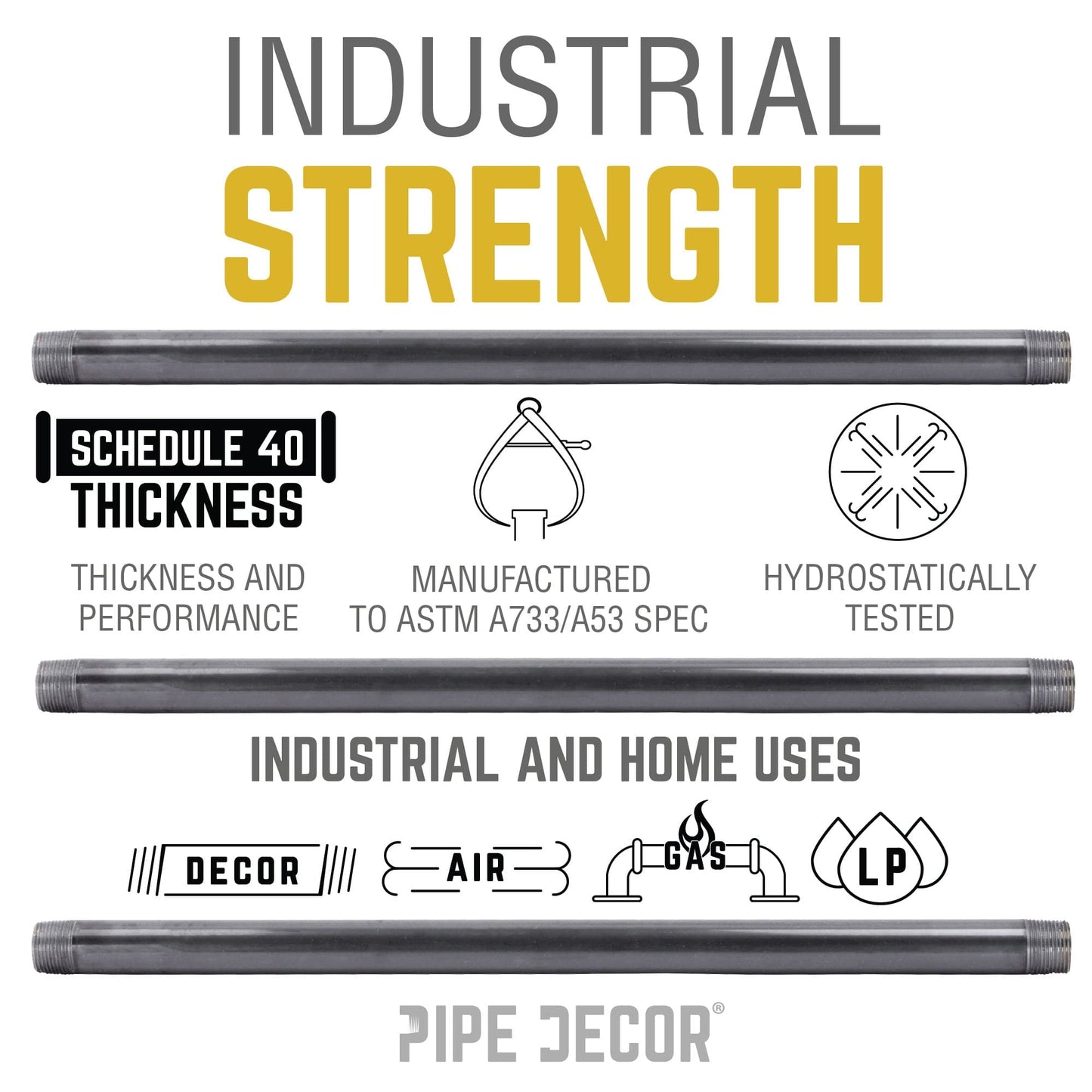 2 in. x 7 in. Black Pipe PIPE DECOR