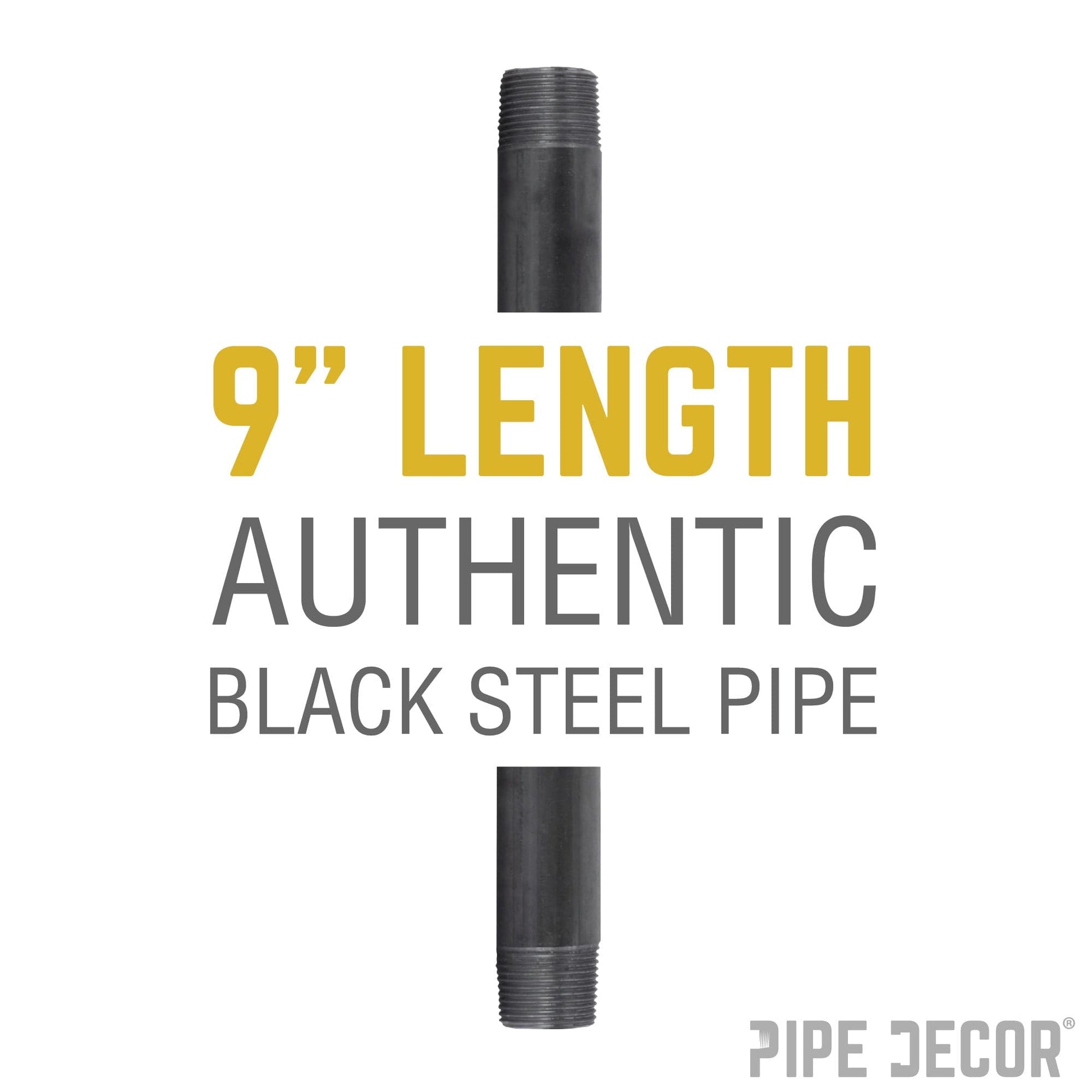 2 in. x 9 in. Black Pipe PIPE DECOR