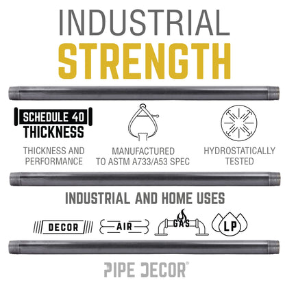 3/8 in. x 10 in. Black Pipe PIPE DECOR