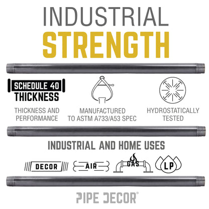 3/8 in. x 2 in. Black Pipe PIPE DECOR
