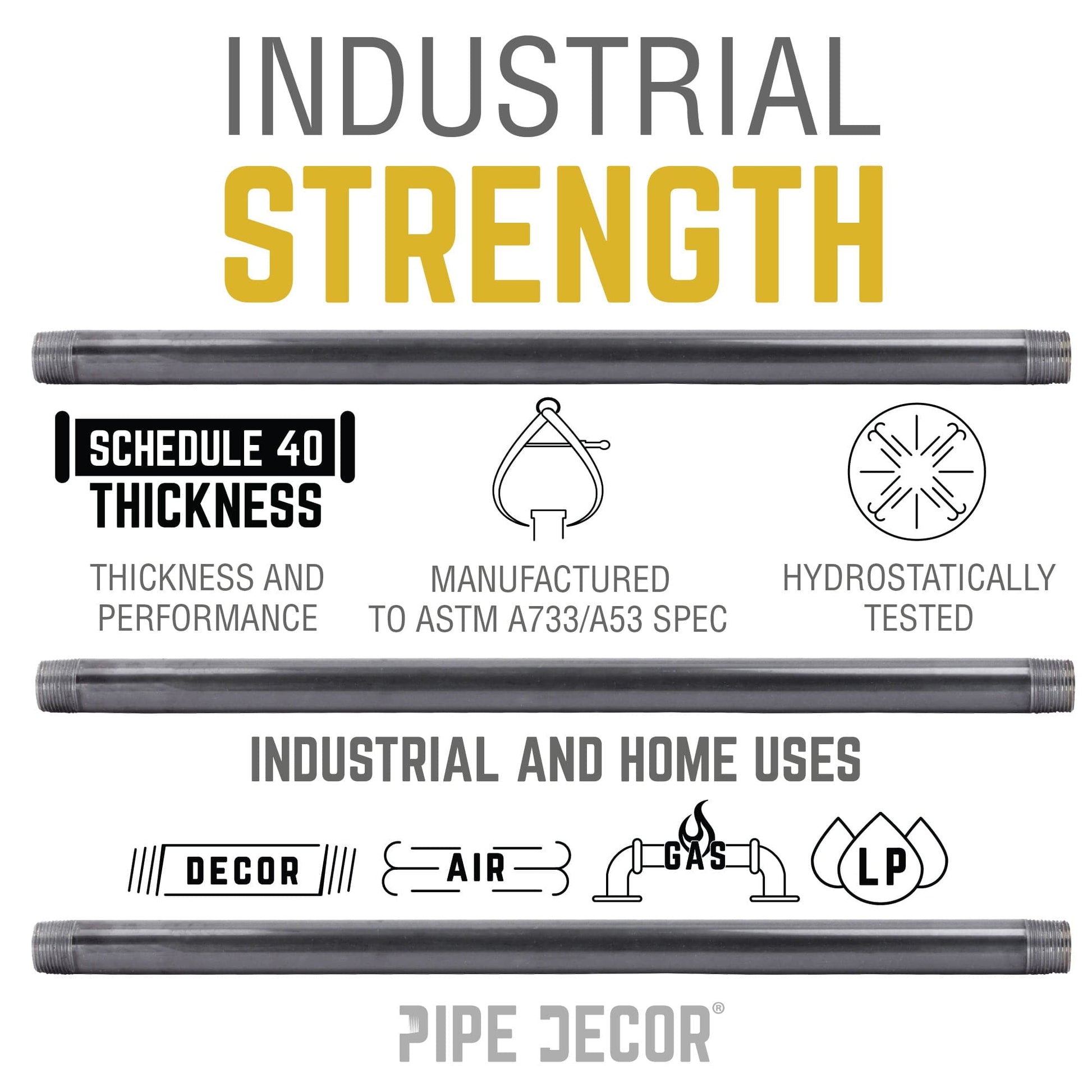 3/8 in. x 3 in. Black Pipe PIPE DECOR