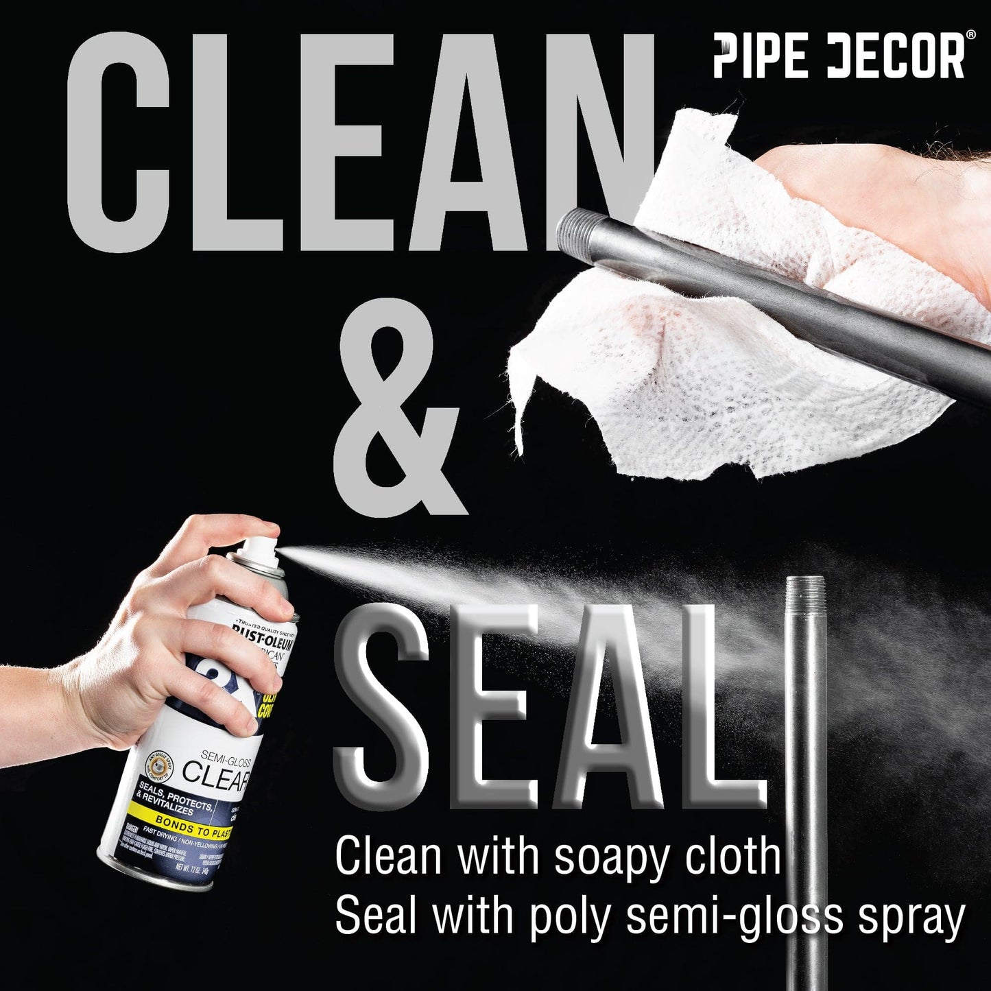 3/8 in. x 4 in. Black Pipe PIPE DECOR