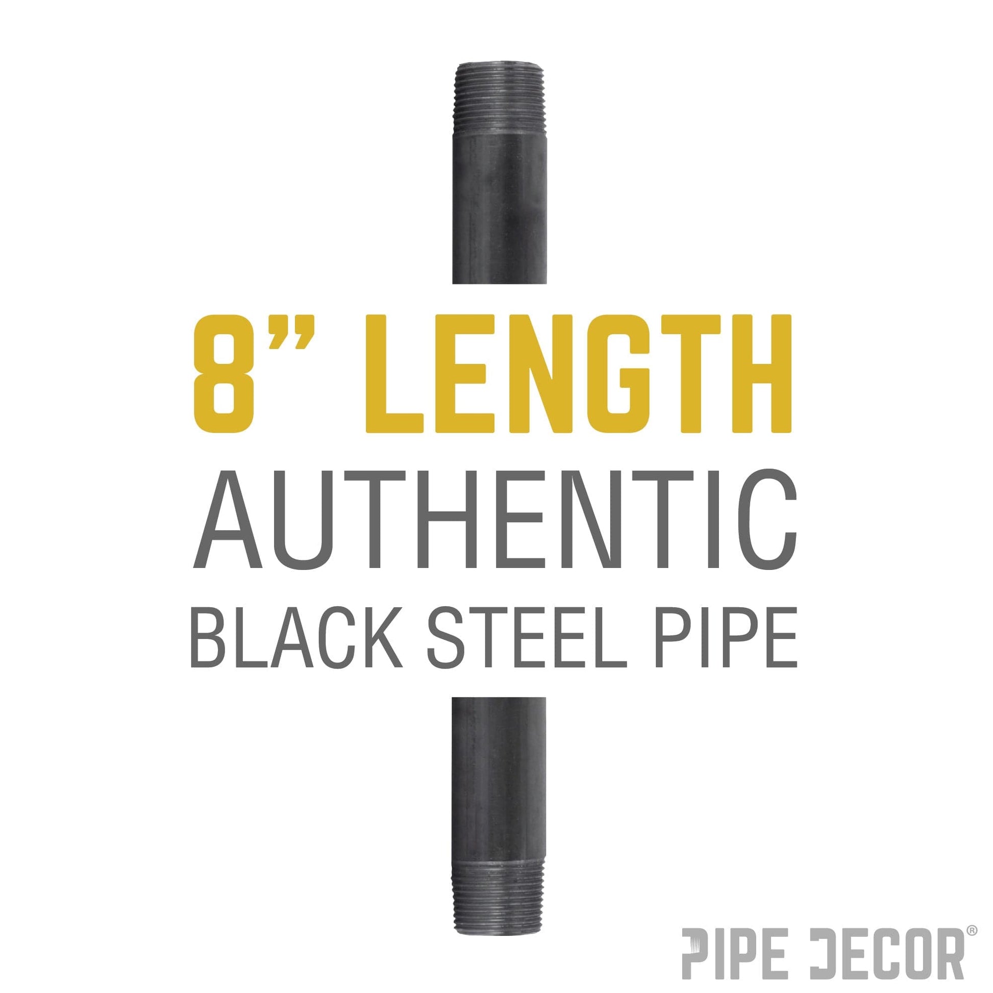 3/8 in. x 8 in. Black Pipe PIPE DECOR