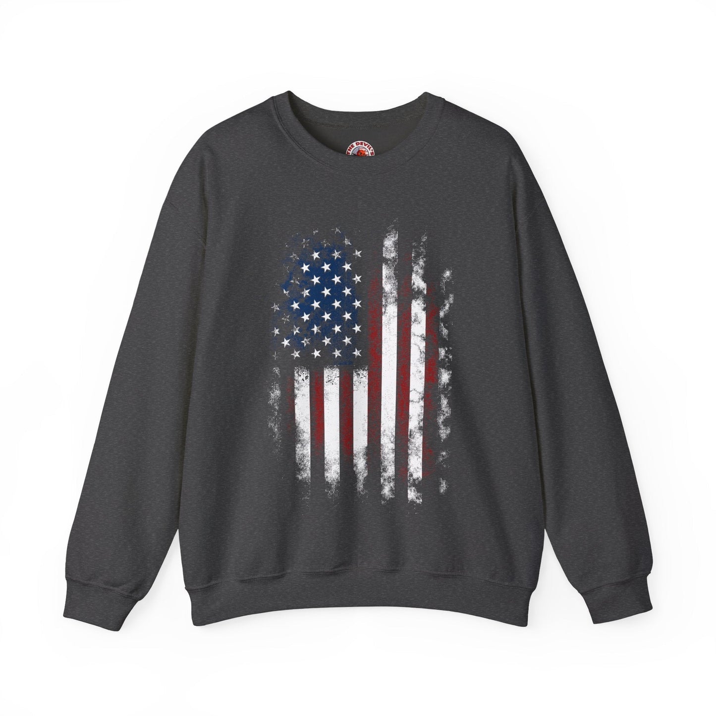 Distressed American Flag Crewneck Sweatshirt The Devil's Pickle