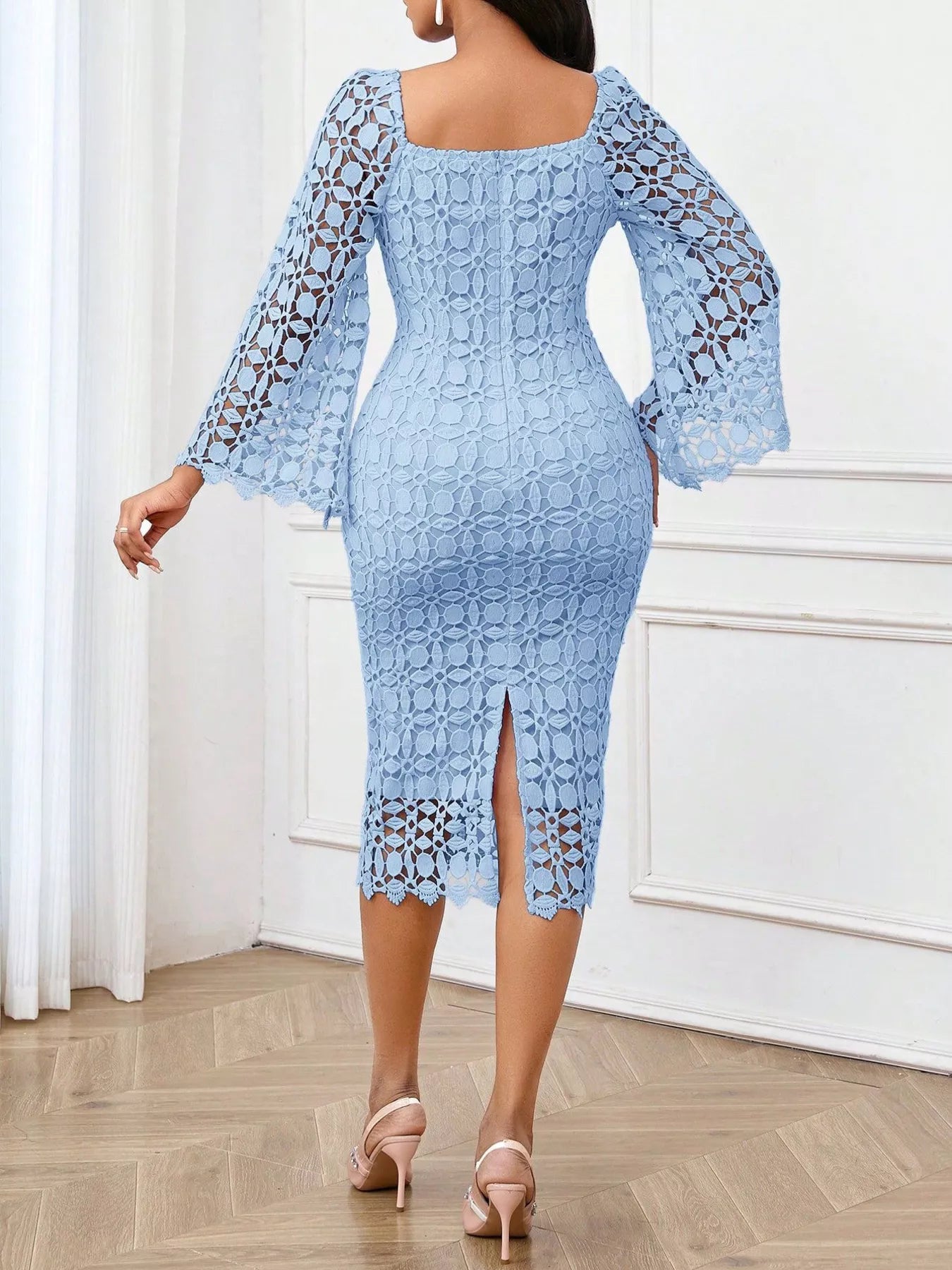 Lace Square Neck Midi Dress New Era Fashion LLc