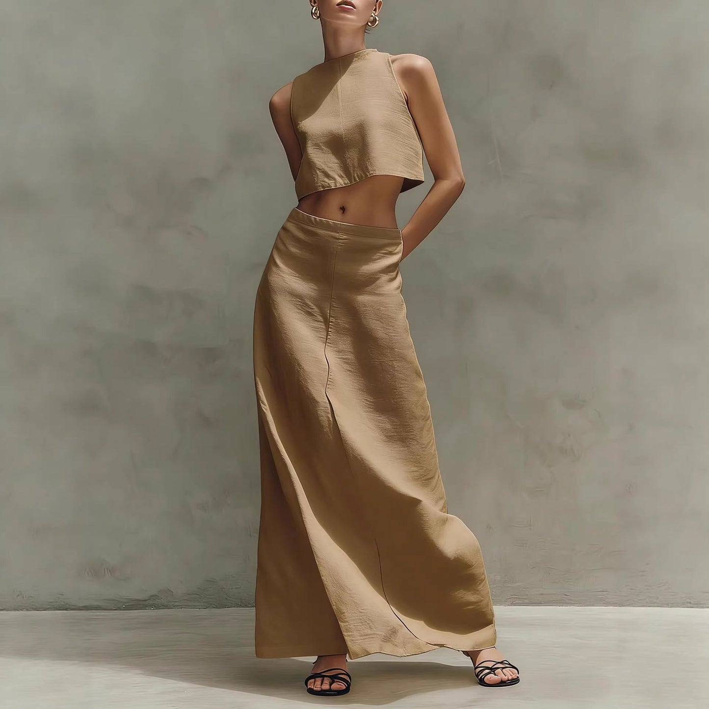 Women's Sleeveless Slimming Maxi Dress Two-Piece Set FitiqueFit
