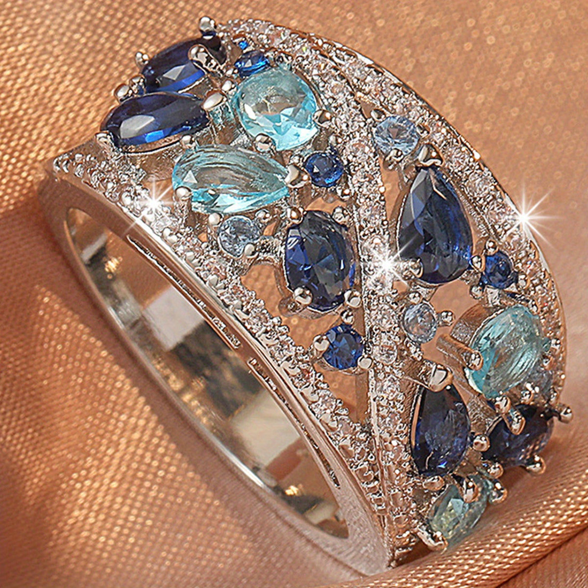 Bohemian Women's Couple Fashion Elegant Glass Synthetic Zirconia Gift Ring NovaCart
