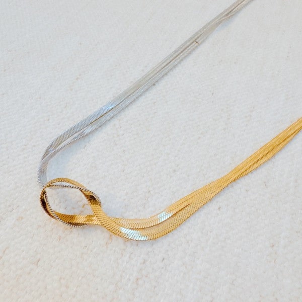 Knotted Two Tone Herringbone Chain Necklace Shop Style & More | Fresh Looks, Everyday Deals & Free Shipping