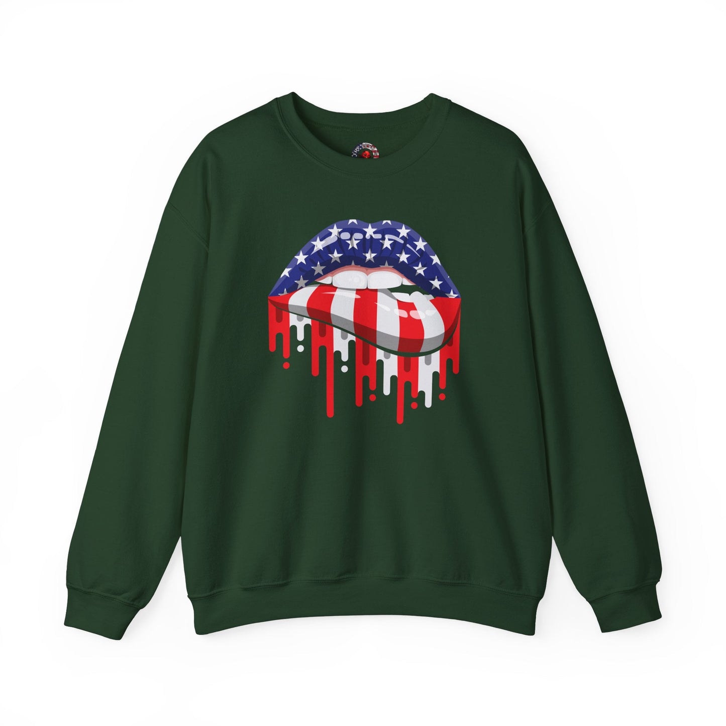 American Flag Lips Crewneck Sweatshirt The Devil's Pickle