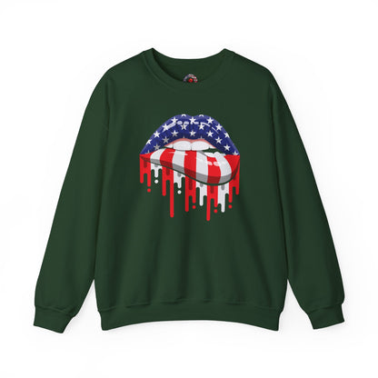 American Flag Lips Crewneck Sweatshirt The Devil's Pickle