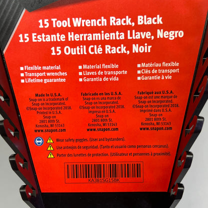 SNAP-ON 15 Tool Wrench Rack W/ Handle Fits 2" Deep Drawers Black KA381SG15BK PayWut