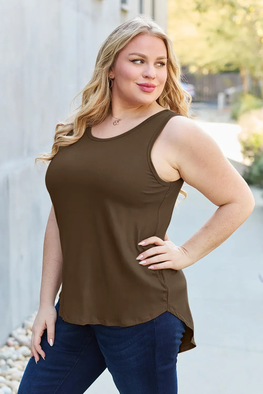 Basic Bae Full Size Round Neck Curved Hem Tank New Era Fashion LLc