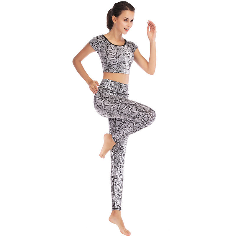 Printed navel short-sleeved quick-drying dance dress FitiqueFit
