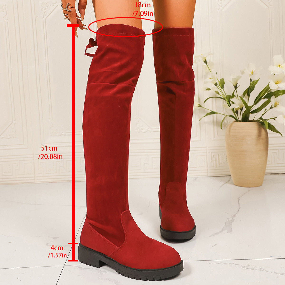 Women’s Elastic Knee-High Boots – Thick Sole Solid Color Fashion Boots FitiqueFit