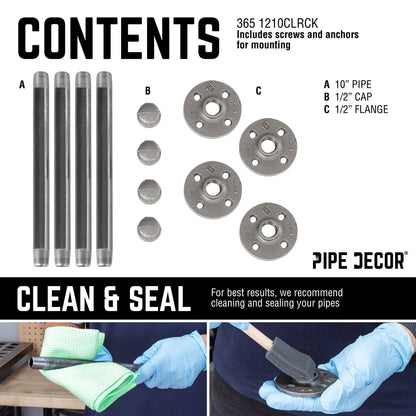 1/2 in. x 10 in. Clothing Hanging Bracket Kit, 4-Pack PIPE DECOR