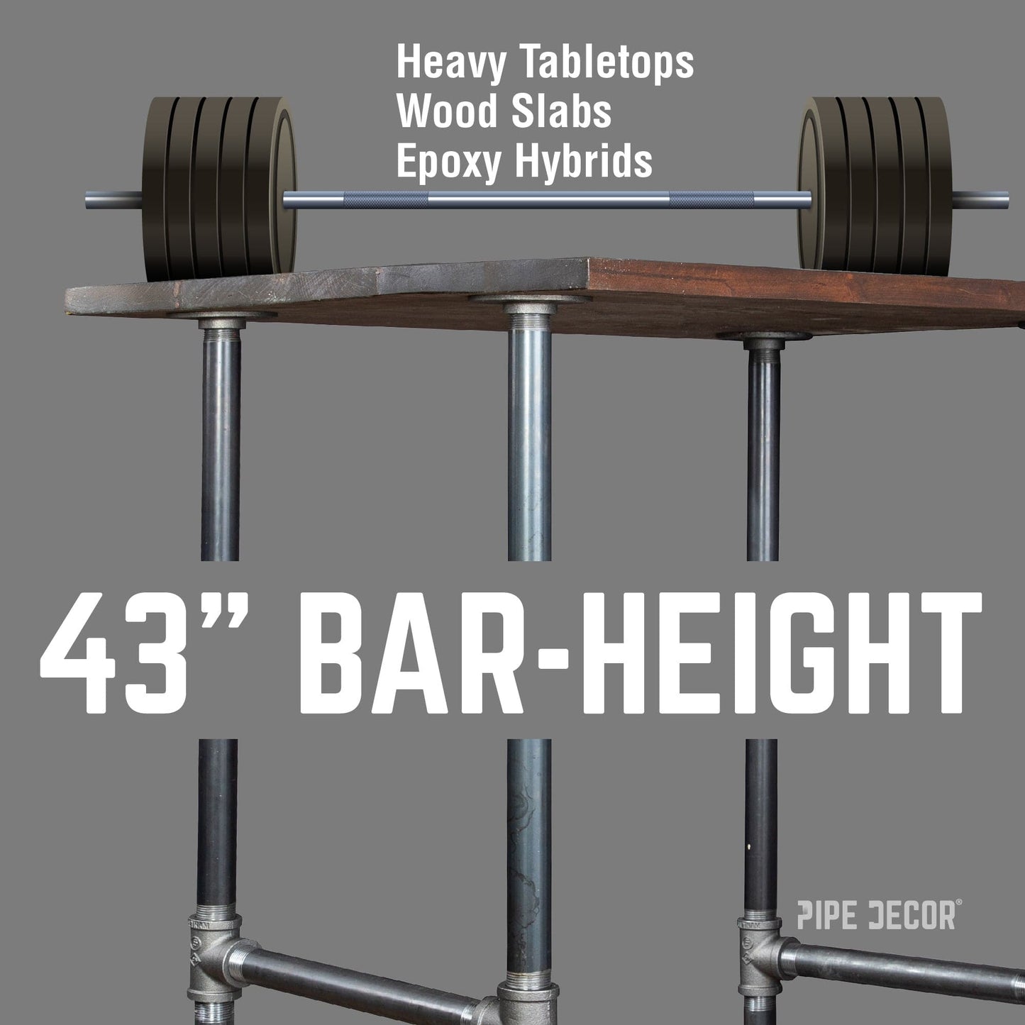 H-Leg Bar Height Pipe Table Legs (Set of 2) PIPE DECOR