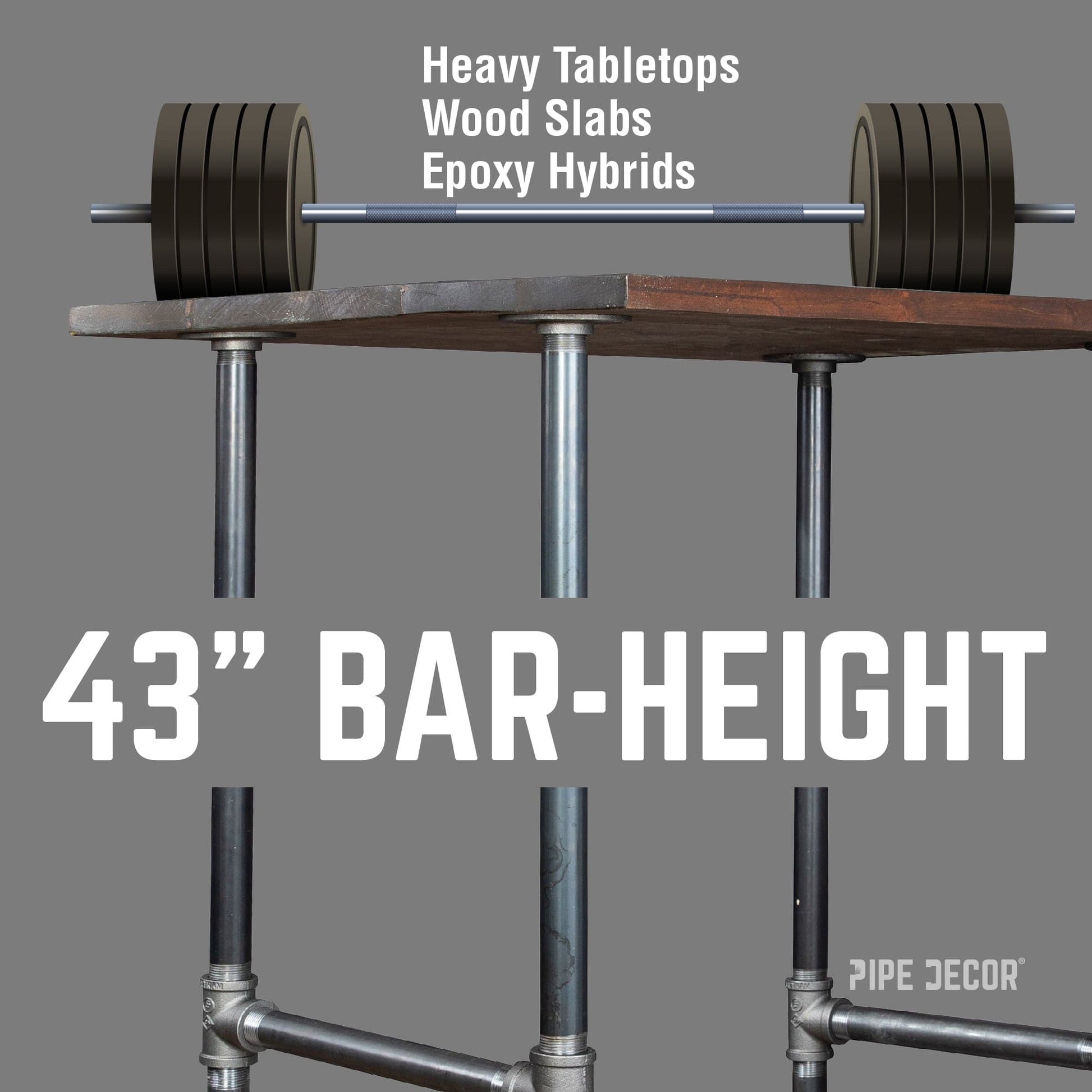 H-Leg Bar Height Pipe Table Legs (Set of 2) PIPE DECOR