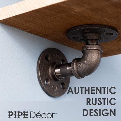 1/2 in. x 3.75 in. Double Flange Shelf Bracket, 4 Pack PIPE DECOR
