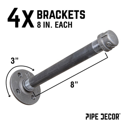 1/2 in. x 8 in. Clothing Hanging Bracket Kit, 4-Pack PIPE DECOR