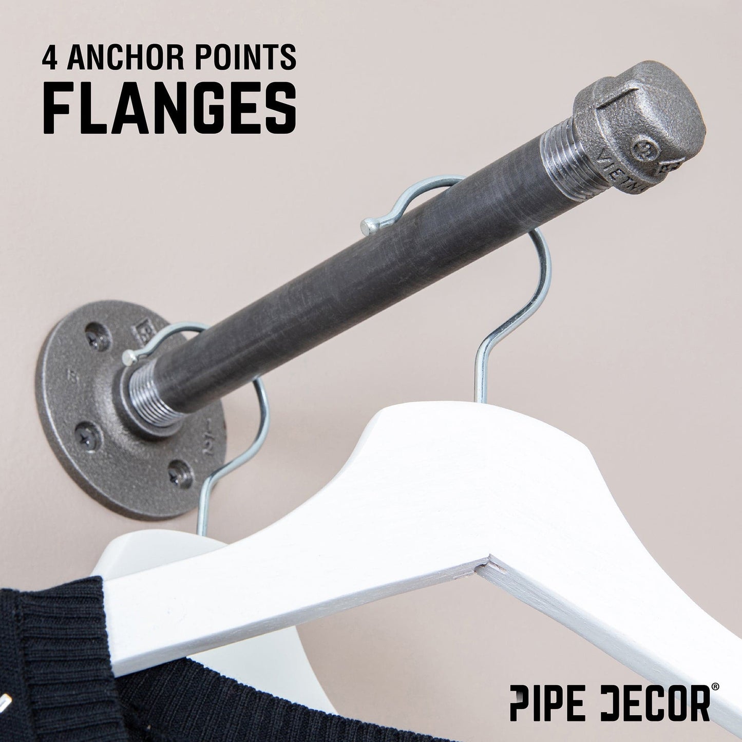 1/2 in. x 8 in. Clothing Hanging Bracket Kit, 4-Pack PIPE DECOR