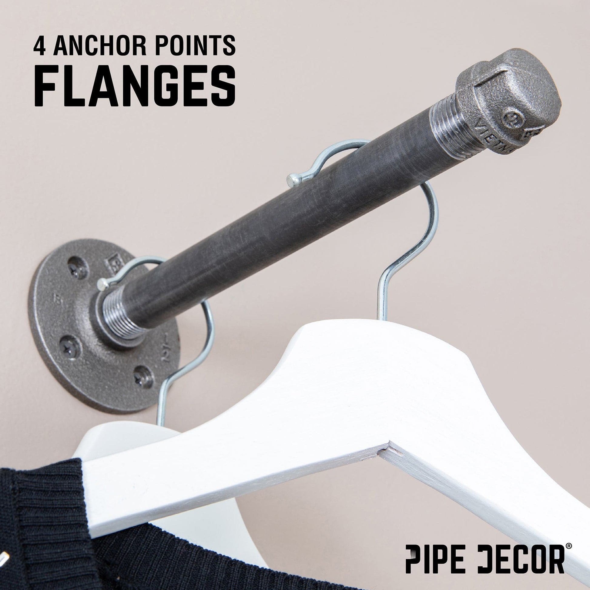 1/2 in. x 8 in. Clothing Hanging Bracket Kit, 4-Pack PIPE DECOR