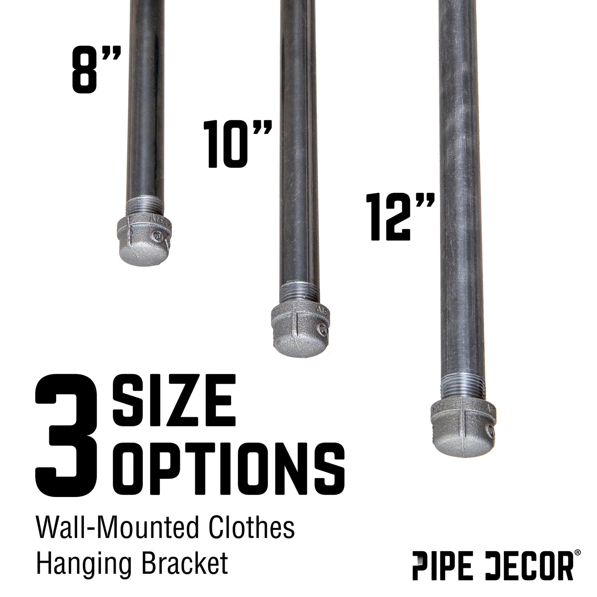 1/2 in. x 8 in. Clothing Hanging Bracket Kit, 4-Pack PIPE DECOR