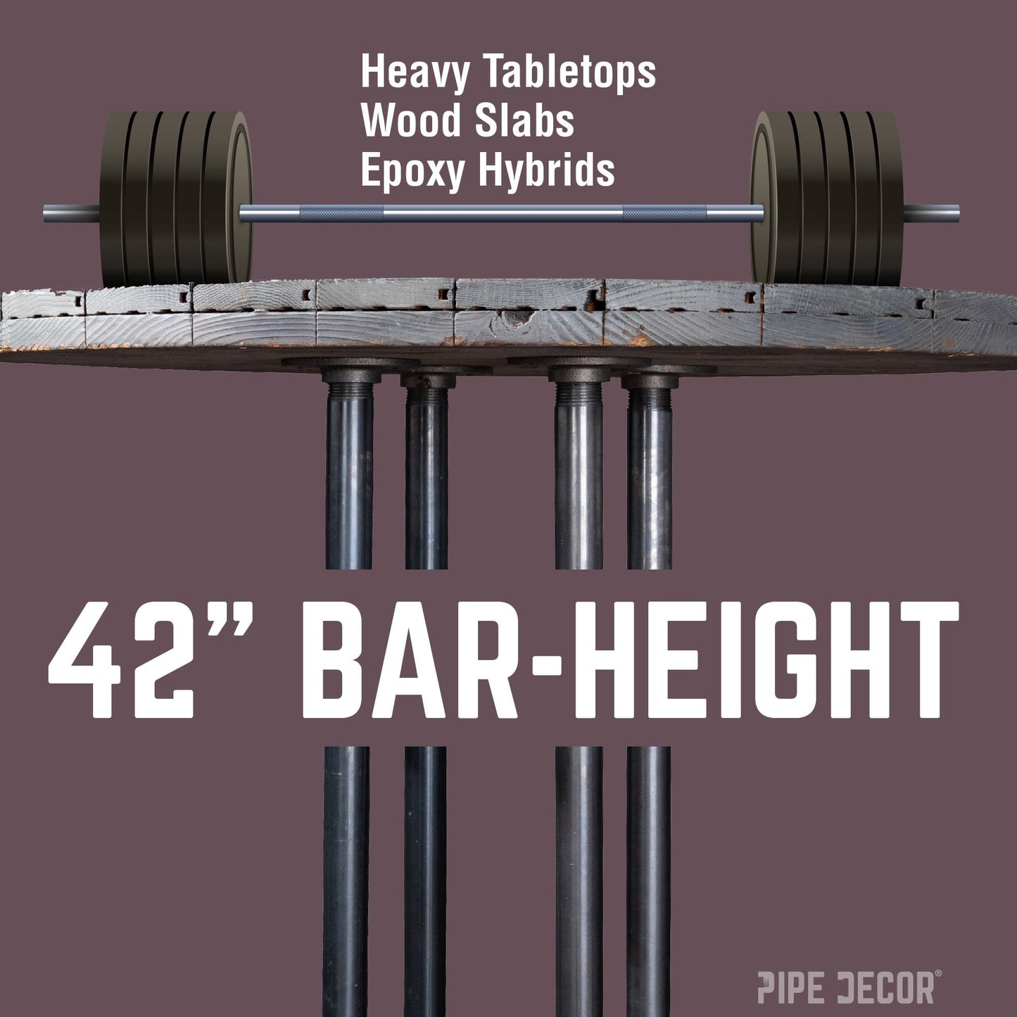 Black Jack Bar Height Pipe Table Legs PIPE DECOR