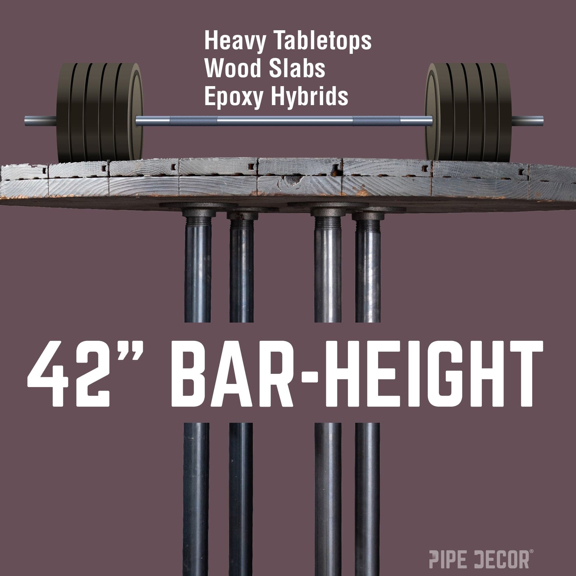 Black Jack Bar Height Pipe Table Legs PIPE DECOR