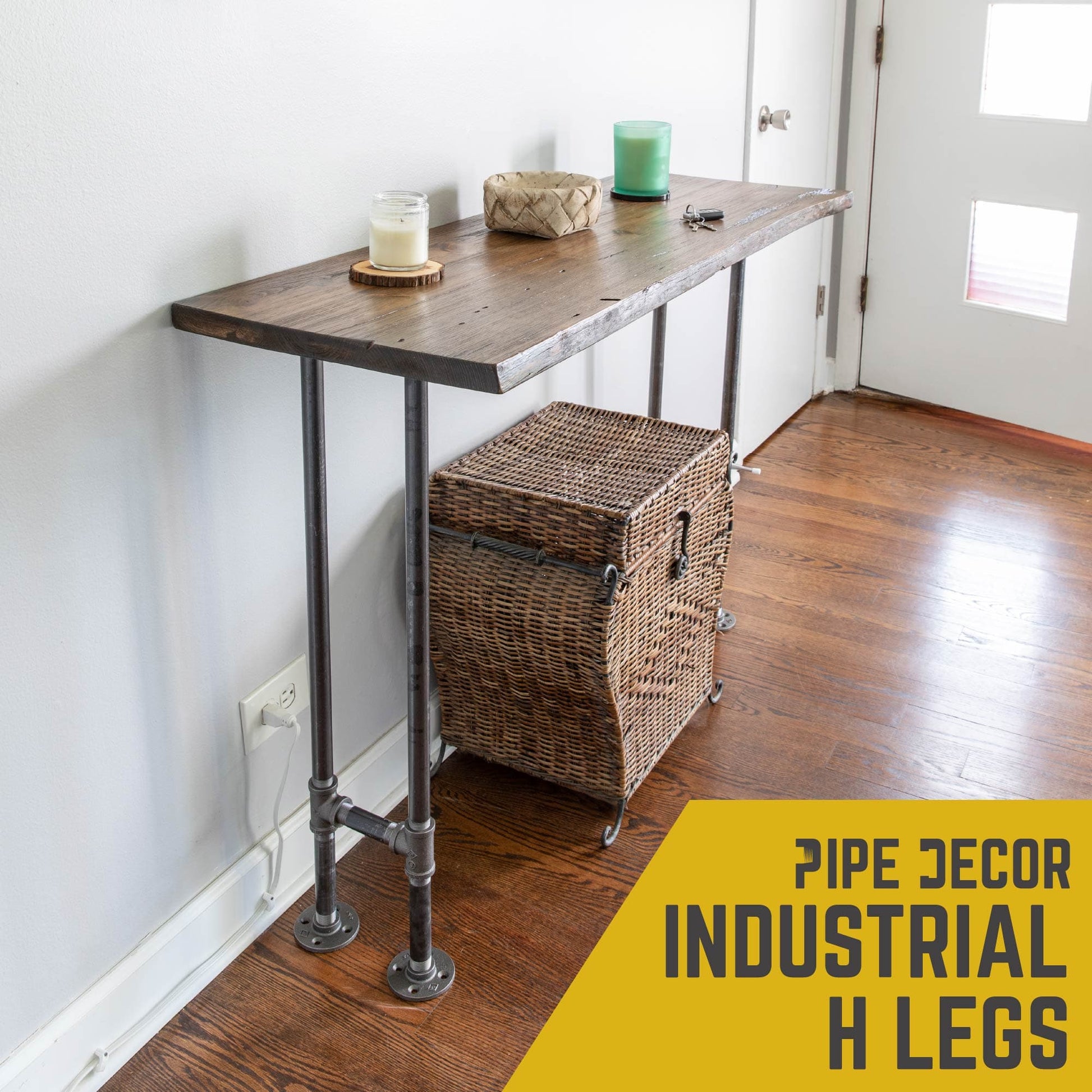 3/4 in. H Pipe Round Flange Console Table Legs-13.25 in. Wide PIPE DECOR