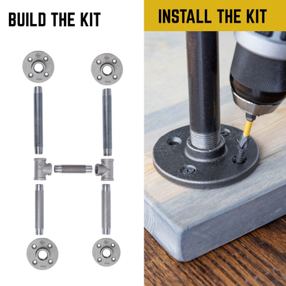 3/4 in. H Pipe Round Flange Console Table Legs-13.25 in. Wide PIPE DECOR
