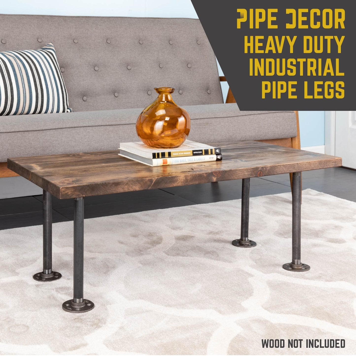 ¾ in. x 12 in. Round Flange Pipe Table Legs - 4 Pack PIPE DECOR