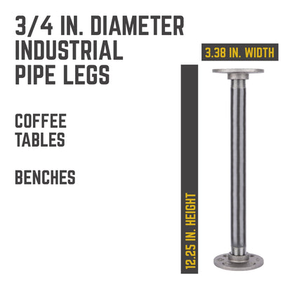 ¾ in. x 12 in. Round Flange Pipe Table Legs - 4 Pack PIPE DECOR