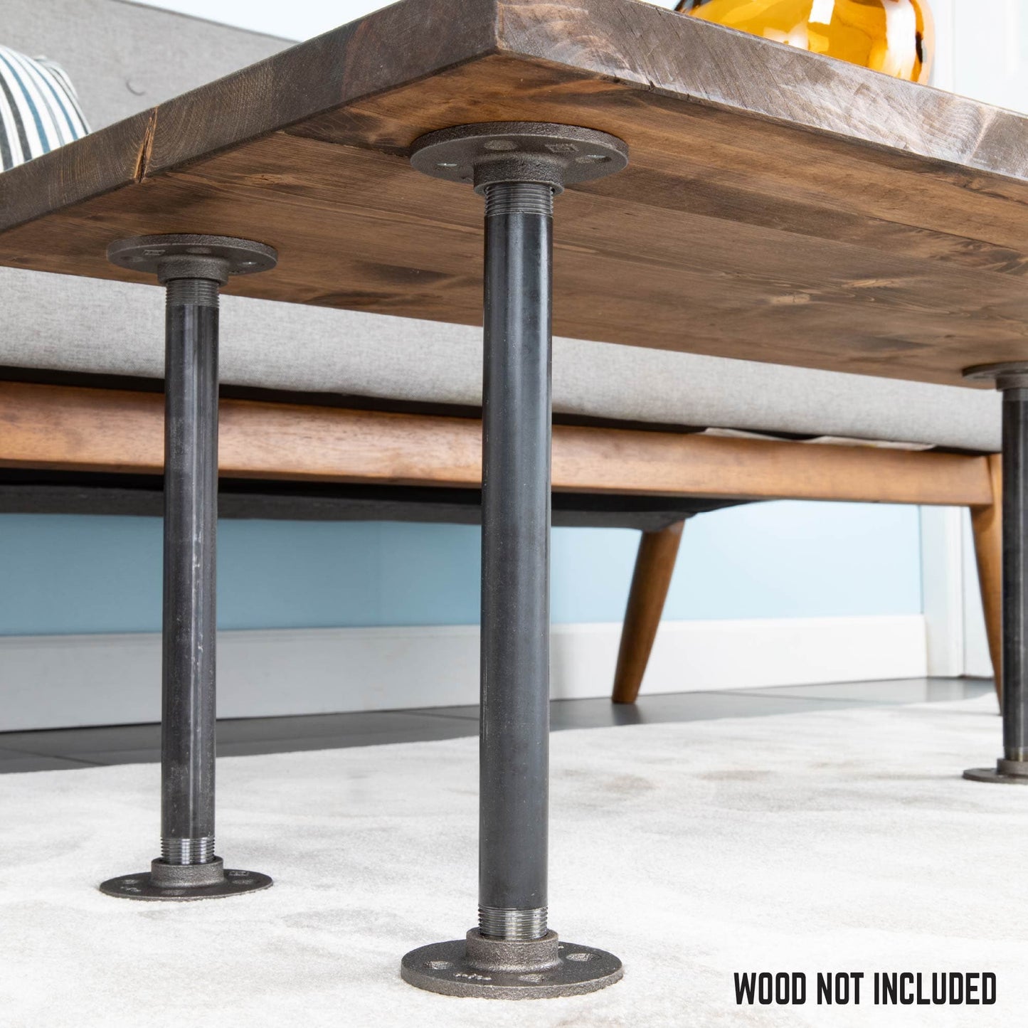 ¾ in. x 12 in. Round Flange Pipe Table Legs - 4 Pack PIPE DECOR