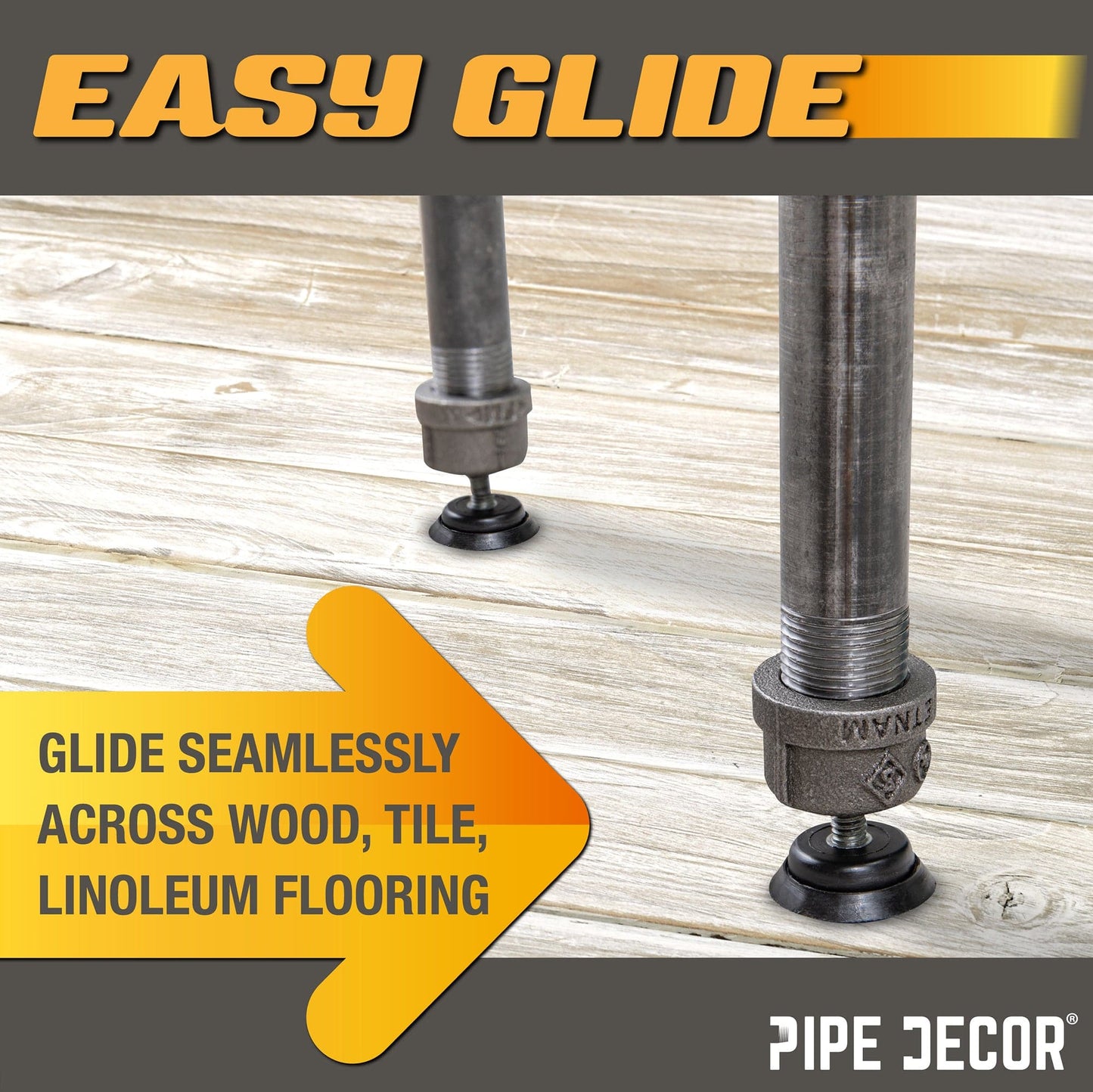 Furniture Leg Levelers for ½” Pipe Legs (4 Pack) PIPE DECOR