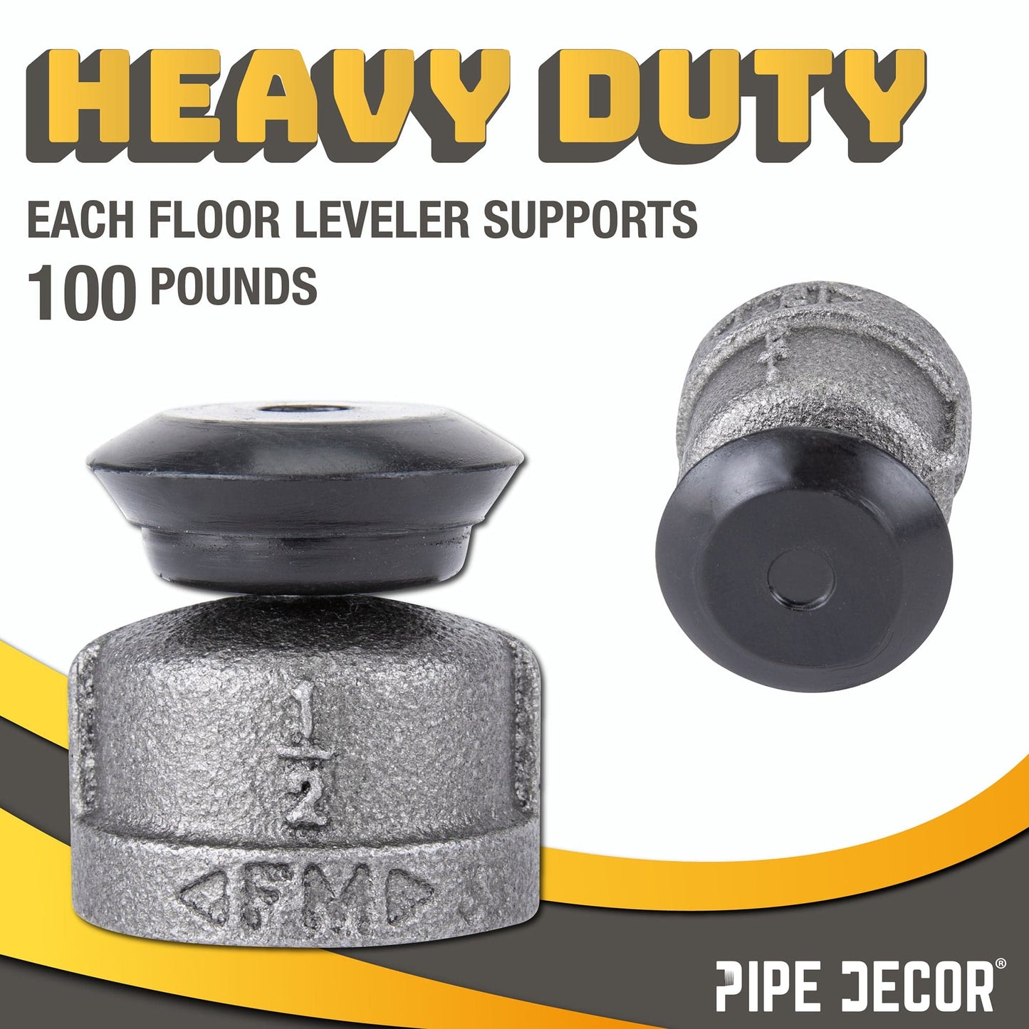 Furniture Leg Levelers for ½” Pipe Legs (4 Pack) PIPE DECOR