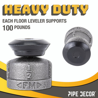 Furniture Leg Levelers for ½” Pipe Legs (4 Pack) PIPE DECOR