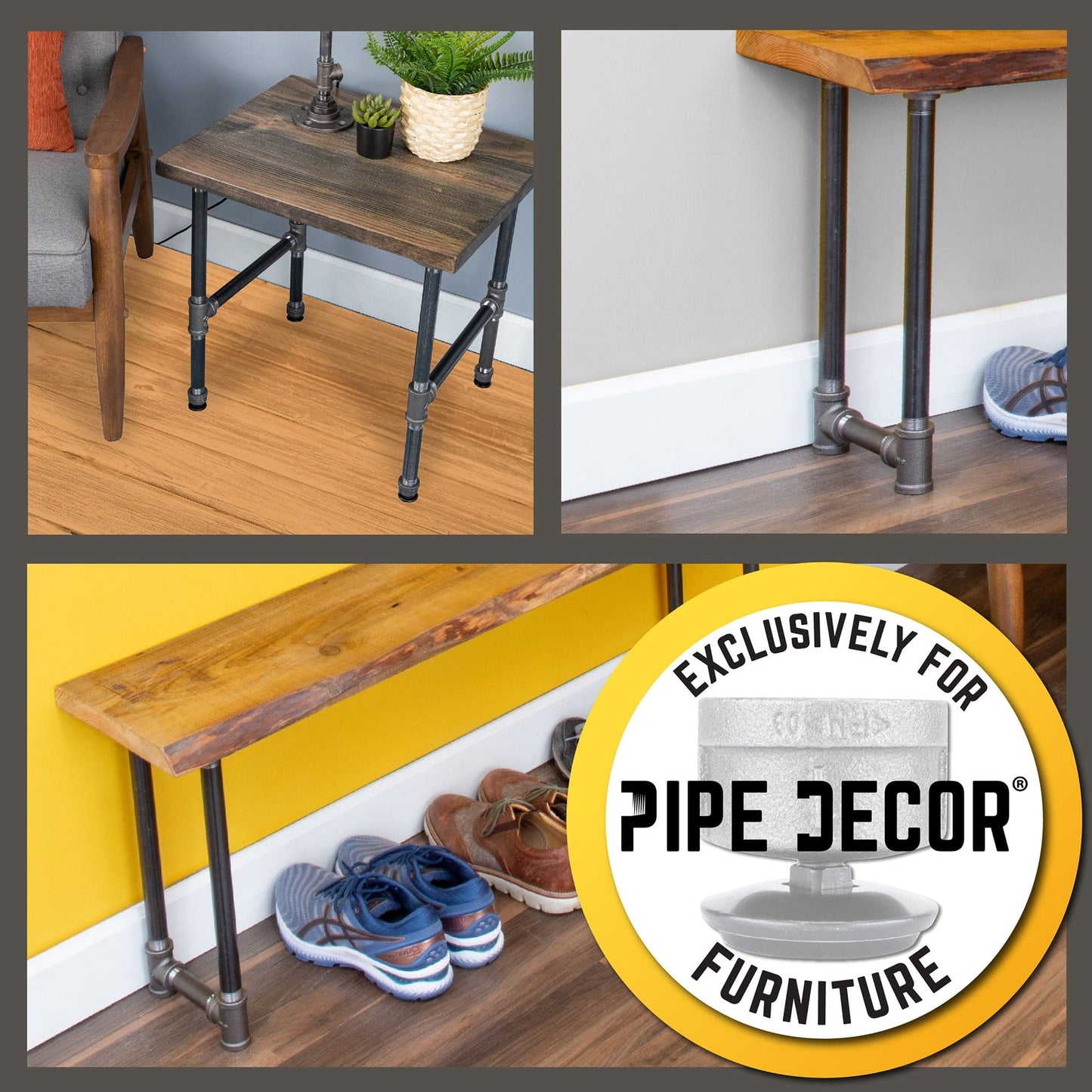 Furniture Leg Levelers for 1” Pipe Legs (4 Pack) PIPE DECOR