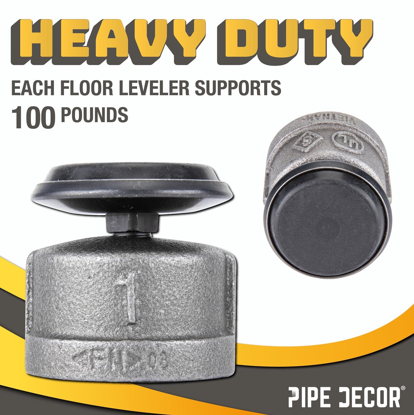 Furniture Leg Levelers for 1” Pipe Legs (4 Pack) PIPE DECOR