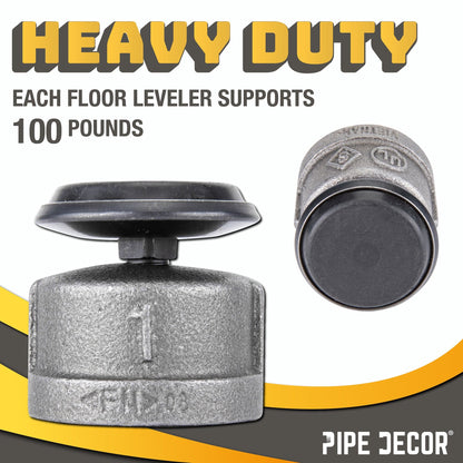 Furniture Leg Levelers for 1” Pipe Legs (4 Pack) PIPE DECOR