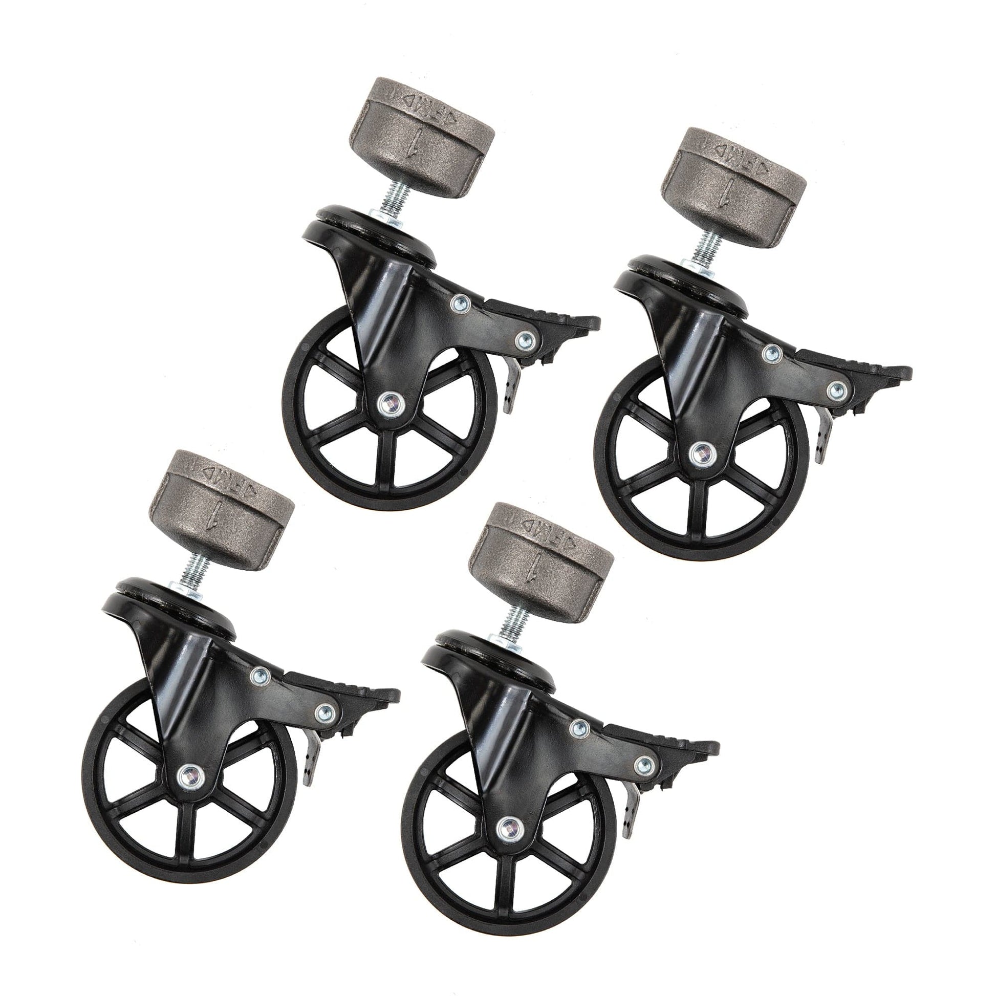 Swivel Caster Wheels for  1” Pipe with Locking Mechanism (4-Pack) PIPE DECOR