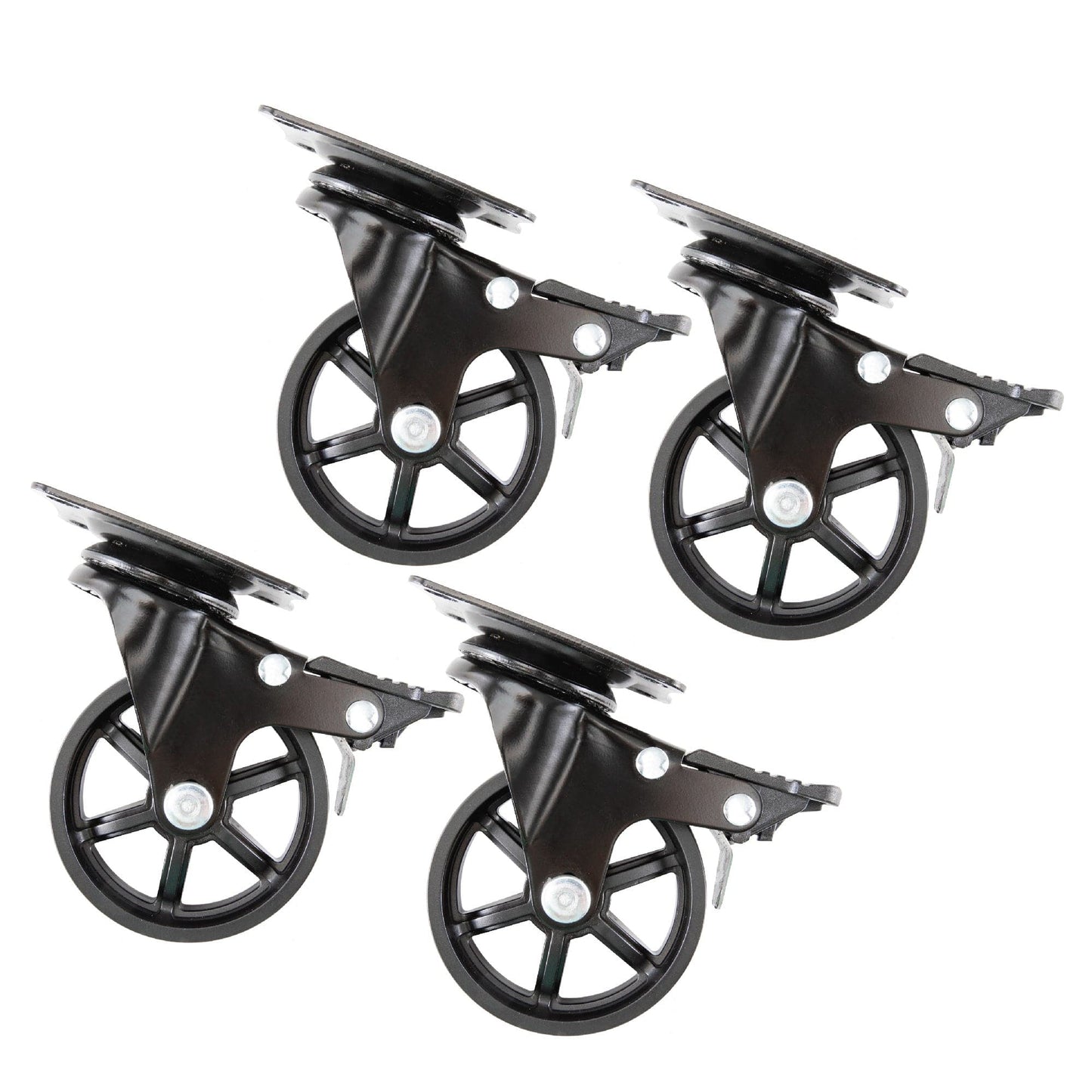Mounted Swivel Caster Wheels for Wood Furniture with Locking Mechanism (4-Pack) PIPE DECOR