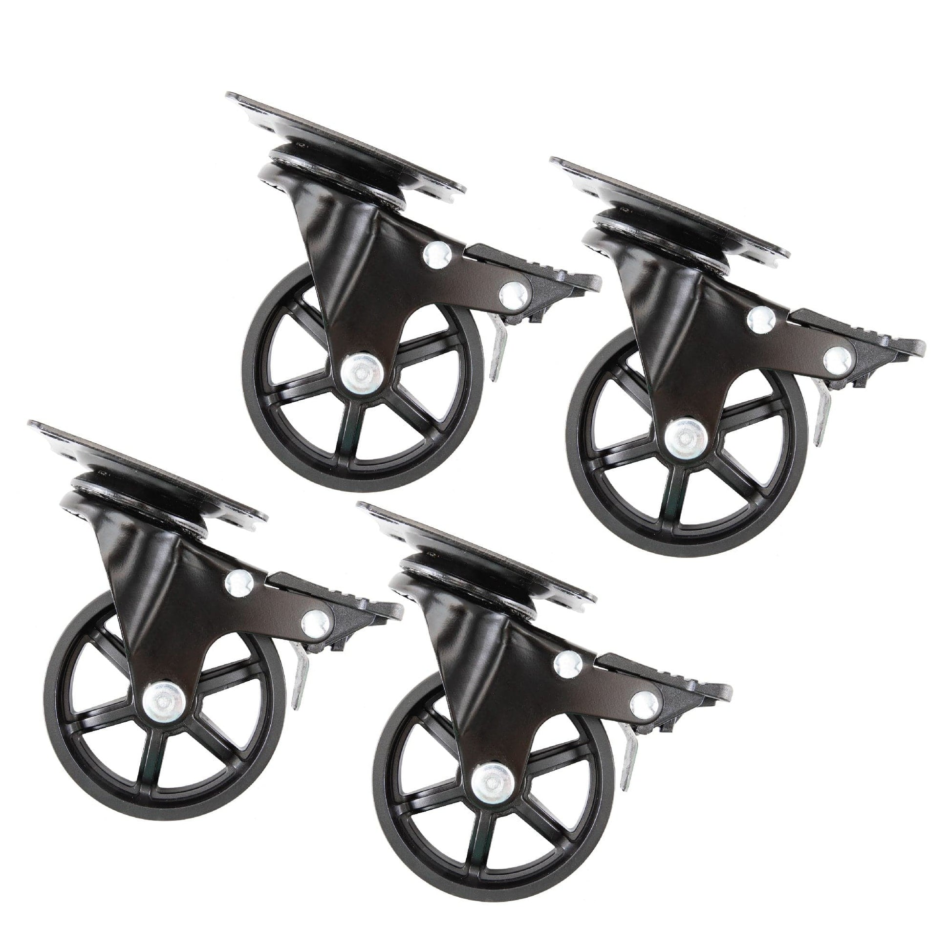 Mounted Swivel Caster Wheels for Wood Furniture with Locking Mechanism (4-Pack) PIPE DECOR