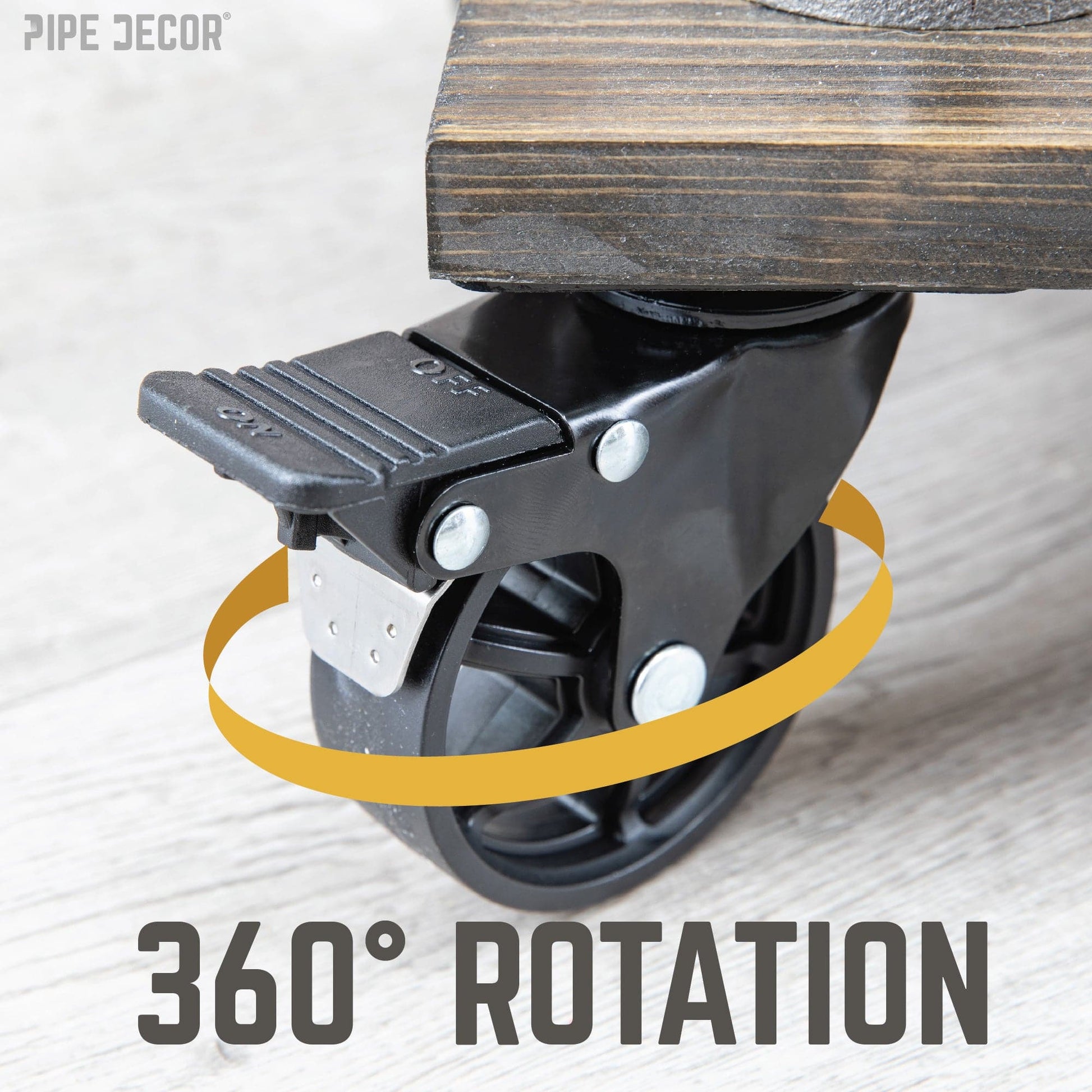 Mounted Swivel Caster Wheels for Wood Furniture with Locking Mechanism (4-Pack) PIPE DECOR