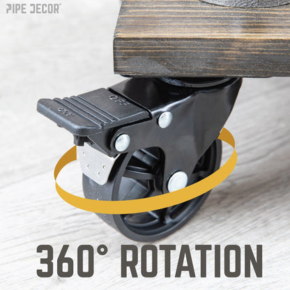 Mounted Swivel Caster Wheels for Wood Furniture with Locking Mechanism (4-Pack) PIPE DECOR