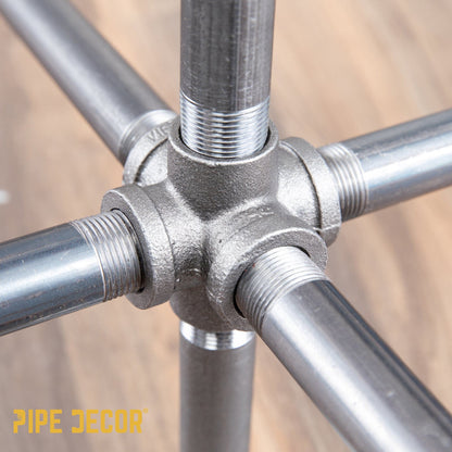 1 in. Black 6-Way Fitting PIPE DECOR
