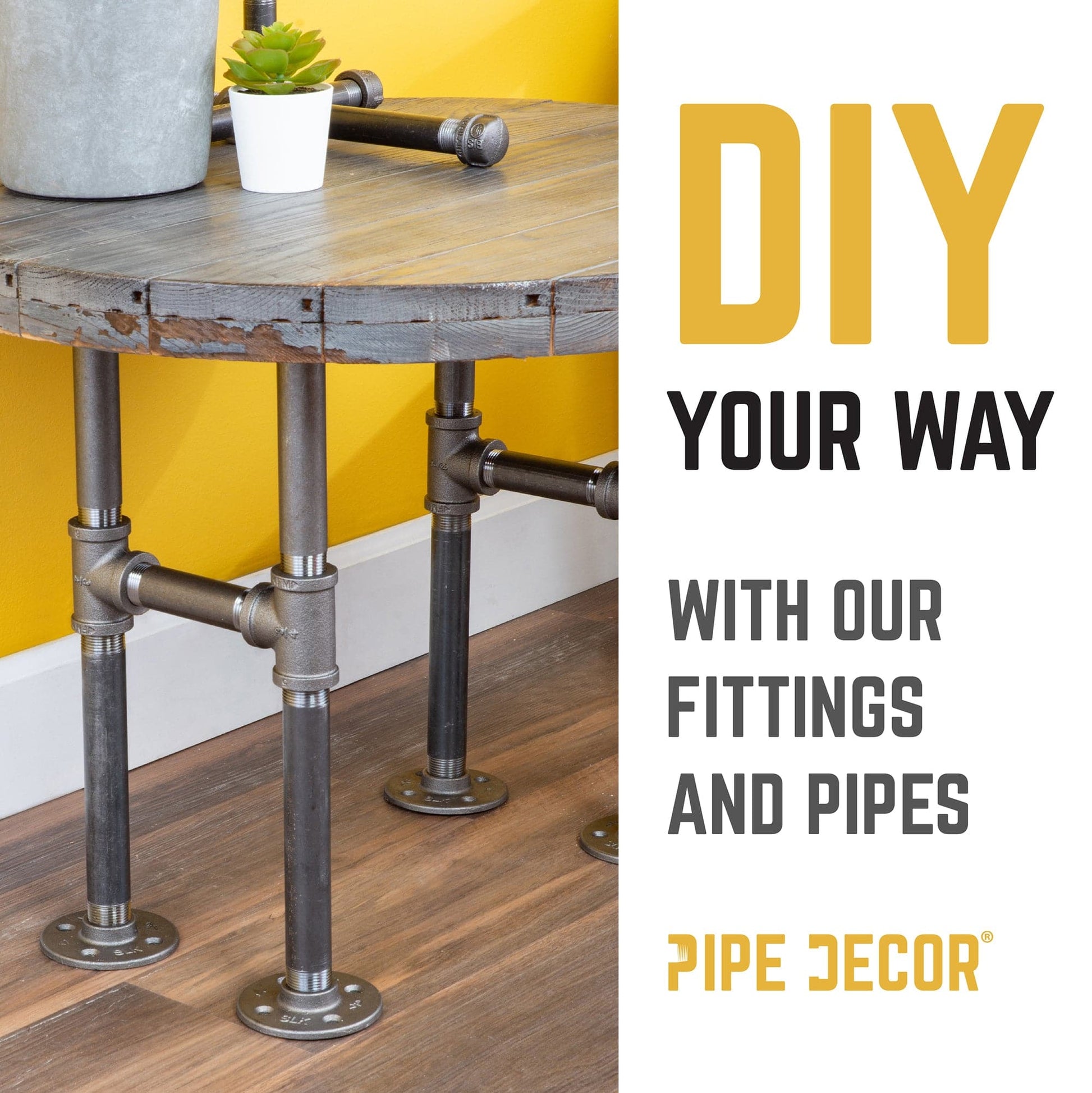 3/4 in. Black 6-Way Fitting PIPE DECOR