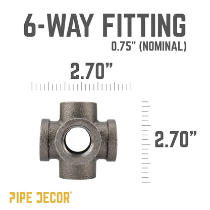 3/4 in. Black 6-Way Fitting PIPE DECOR