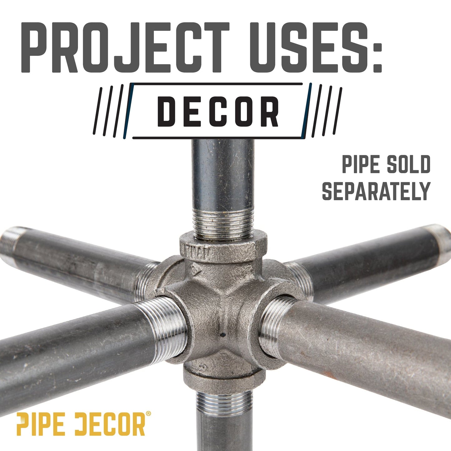 3/4 in. Black 6-Way Fitting PIPE DECOR