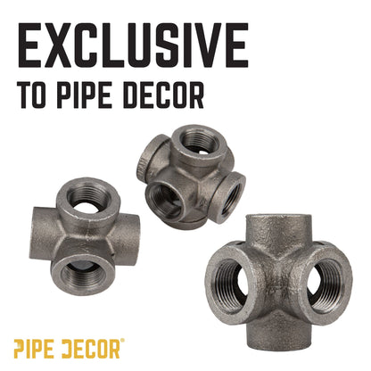 3/4 in. Black 6-Way Fitting PIPE DECOR