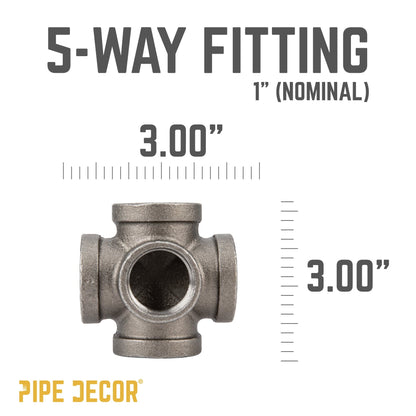 1 in. Black 5-Way Fitting PIPE DECOR